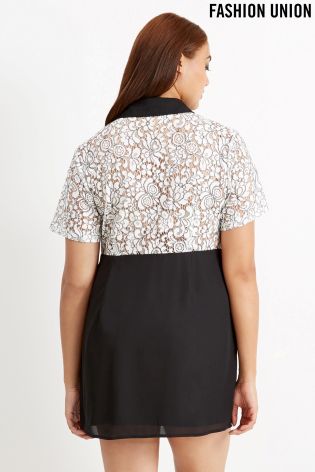 Fashion Union Curve Contrast Lace Dress